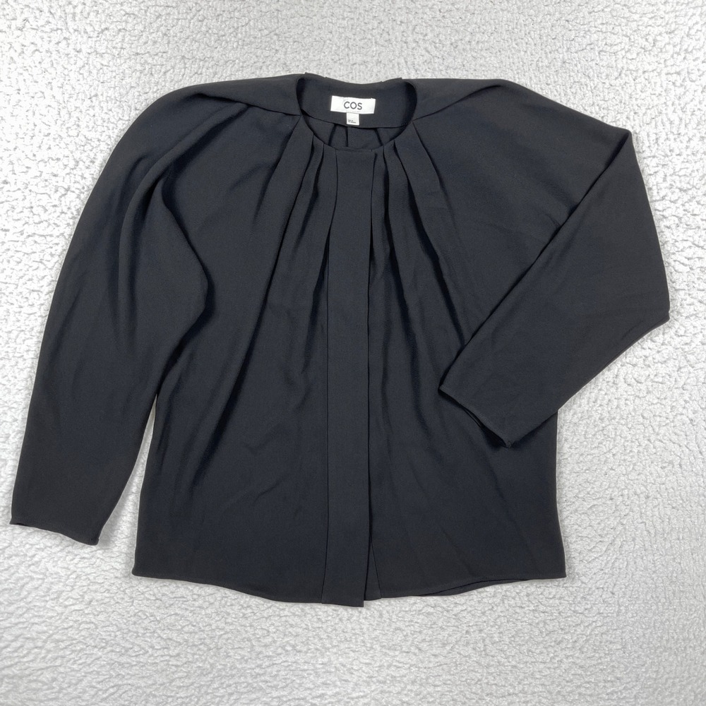 COS Blouse Womens 36 US 6 Small Black Pleated Front Dolman Minimalist Chic